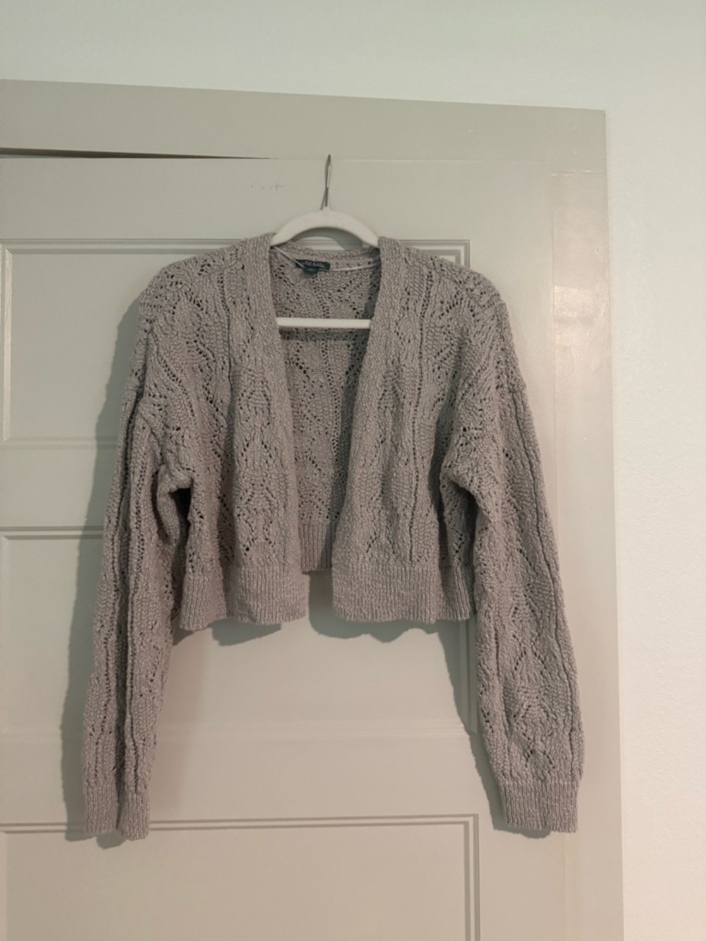 wild fable Cropped Cable Knit Open Cardigan - Light Gray